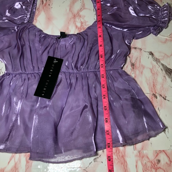 Thirty thirty shimmer puff sleeve crop top size XS - Picture 5 of 6